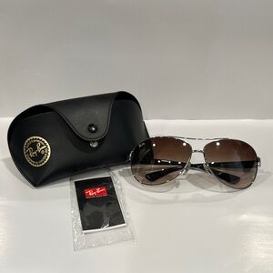Ray-Ban Silver and Brown Aviator Sunglasses